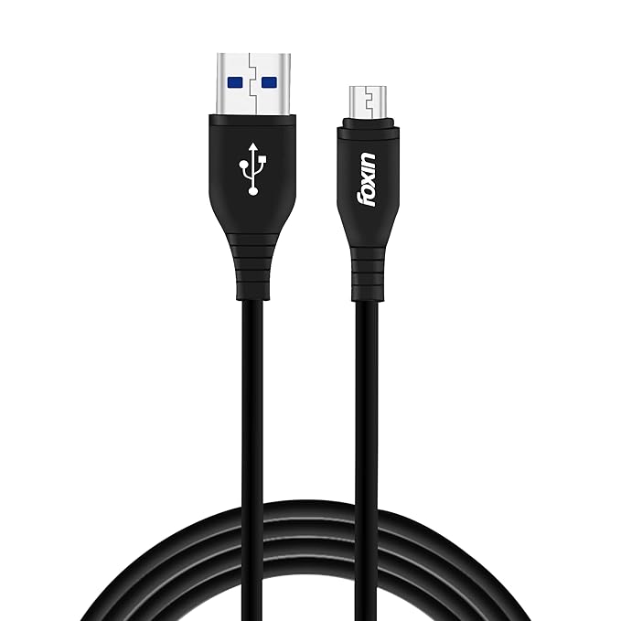 Foxin ME031 Micro USB Cable with 3 Amp rapid charging, 18 Watt output power, high speed data transmission.(BLACK
