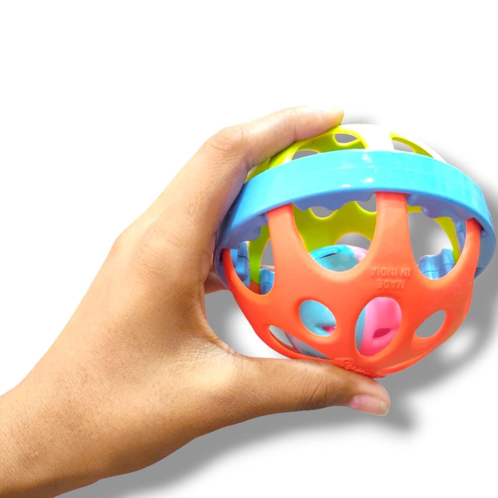 Biggie Ball Baby Rattle Toy – Multi-Coloured Sensory Toy for Infants – Safe & Lightweight, Ideal for Babies 3+ Months