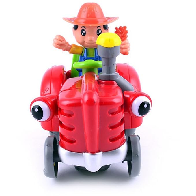 Light & Music Swing Farmer Car Toy- Red/Musical Toy for 3+ Year Kids