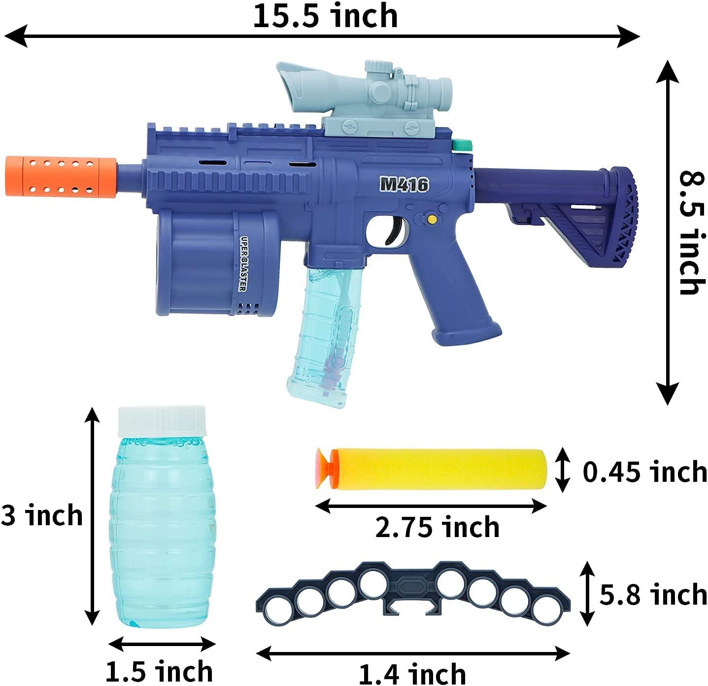 in 1 Soft Bullet Gun With Bubble Maker & Light Music Blaster - M416 Bubble Machine With 8 Foam Darts, 2 Bottle Solutions, Multifunctional Toy, Multicolor
