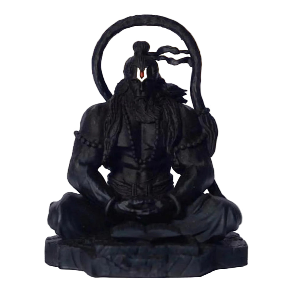 Black Meditating Hanuman Ji Murti for Car Dashboard, Meditation Bajrangbali Bhagwan Statue Showpiece for Pooja,Gift, Living Room Decoration Home Décor (Pack of 1) (Black
