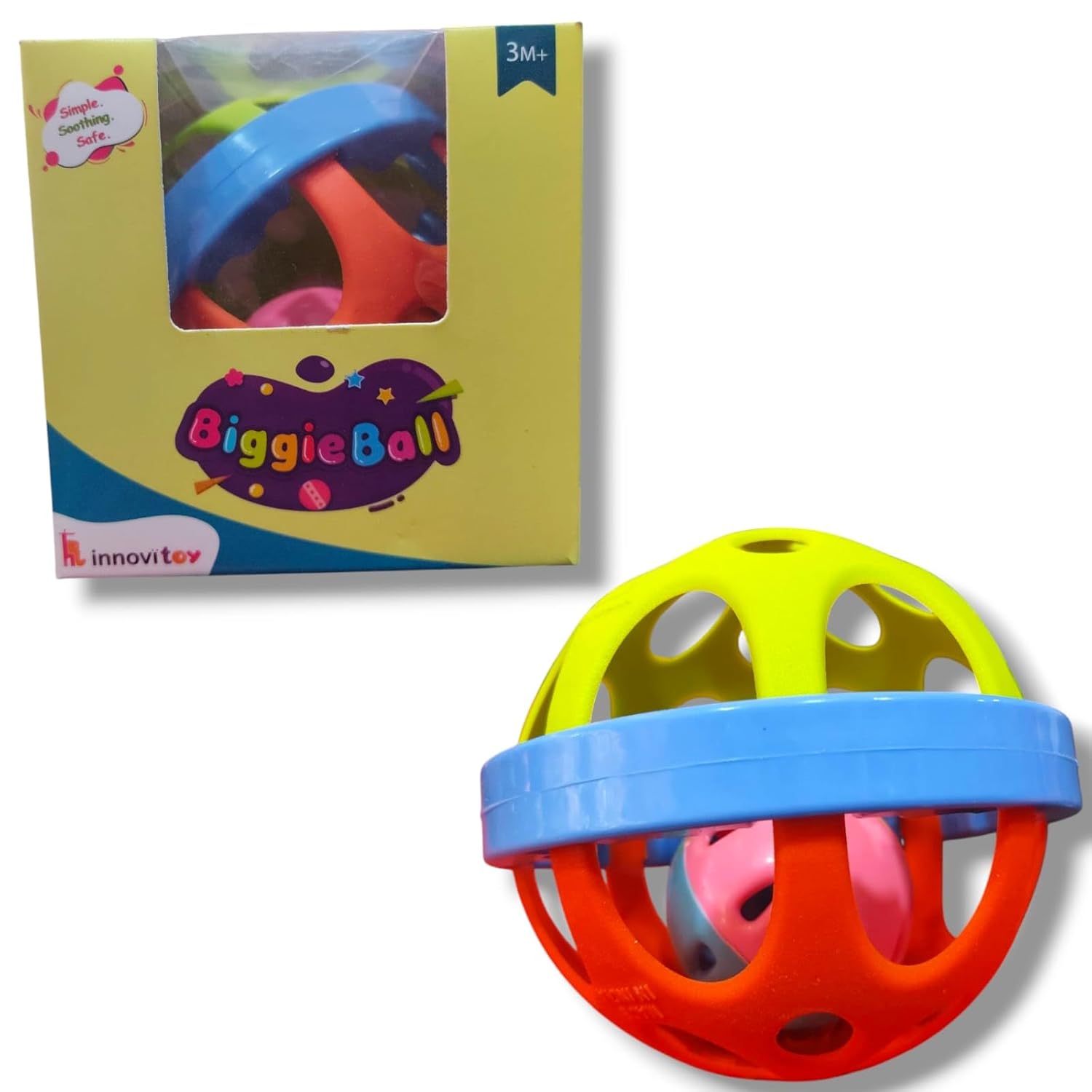 Biggie Ball Baby Rattle Toy – Multi-Coloured Sensory Toy for Infants – Safe & Lightweight, Ideal for Babies 3+ Months