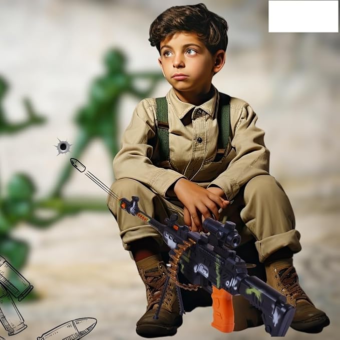 Machine Gun Toy with Stand and Carry Strap, Flashing Lights & Sound Effect