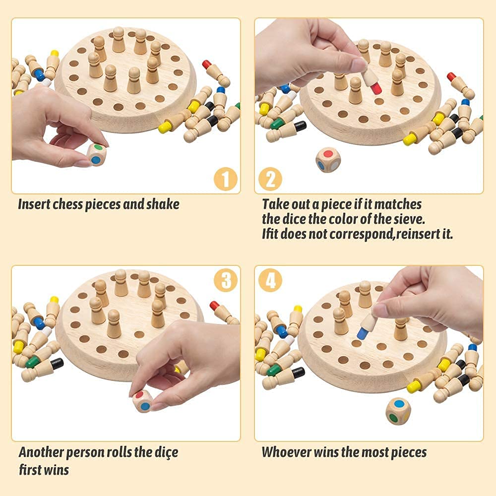 DP Tools Wooden Memory Match Stick, Memory Chess Game Kids, Logic Wooden Block Board Game I Brain Memory Game Boys Girls Age 3 and Up I Funny Colour Chess Game Early Education Toy I Matching Games