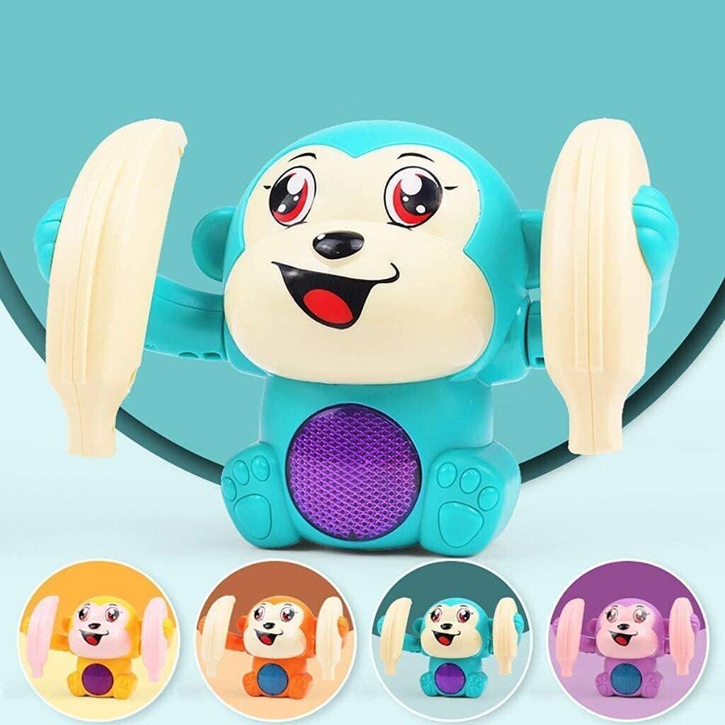 Dancing and Spinning Rolling Tumble Monkey Toy with Voice Control for Kids (Multicolor)