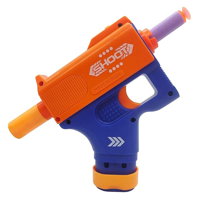 Toy Cloud Mini Soft Blaster Manual Soft Bullet Shooting Toy with 3 Safe Foam Bullets for Kids, Safe and Long Range Shooting Gun - Multicolour