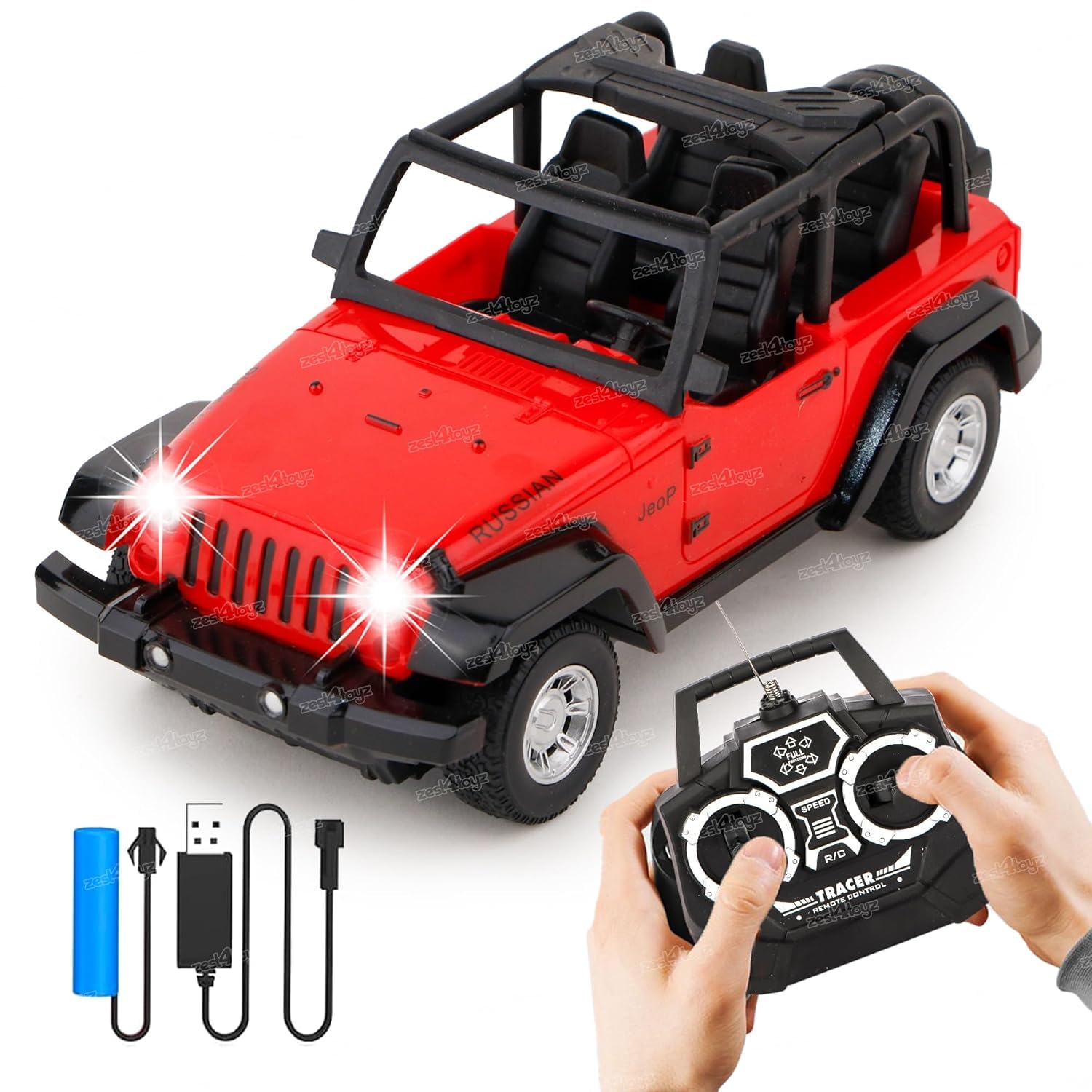 Toyz RC Car Remote Control Toys for Boys USB Rechargable Off Road Vehicle Toy Cars for Kids Best Birthday Gift (Red)