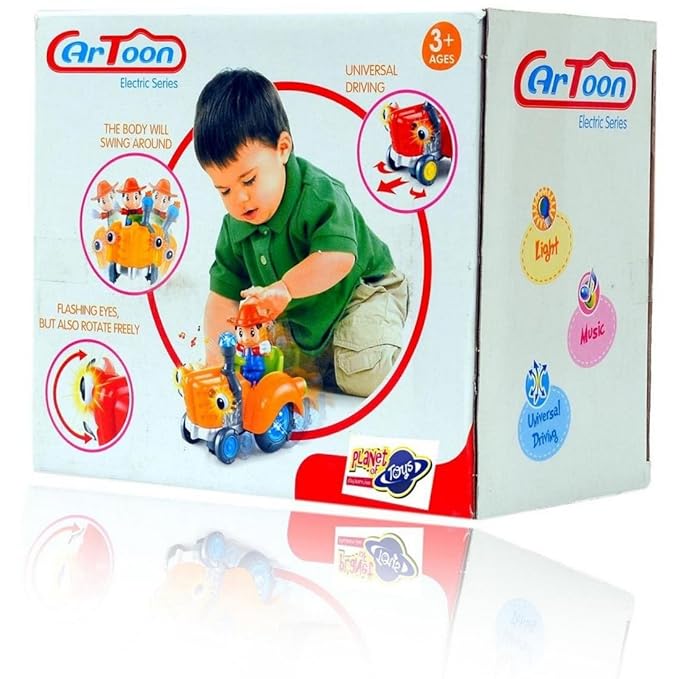 Light & Music Swing Farmer Car Toy- Red/Musical Toy for 3+ Year Kids