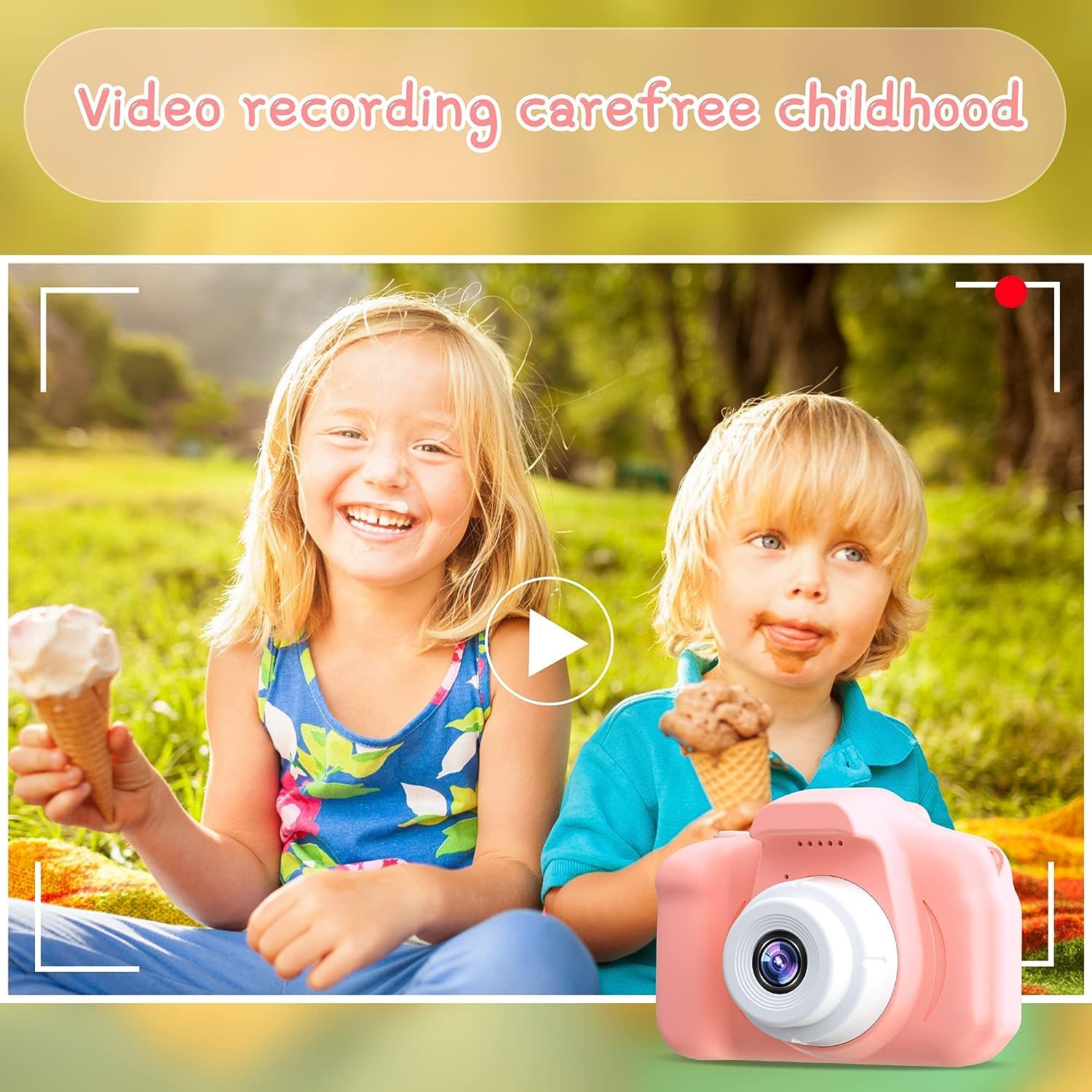 , Kids Selfie Camera Toy 13MP 1080P HD Digital Video Camera for Toddler, Christmas Birthday Gifts for 4+ to 15 Years Old Children (Multicolor) (Pink)