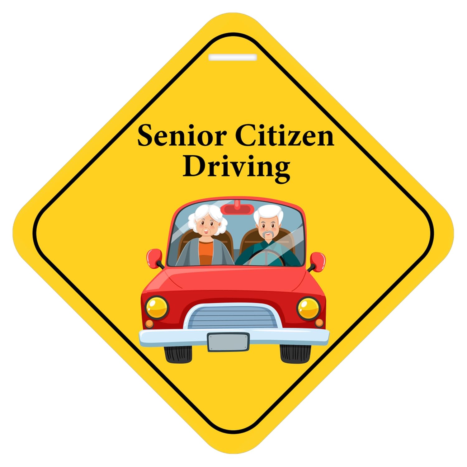 Car Safety Warning Sign, Senior Citizen On Board Sticker with Suction Cup, Window Display