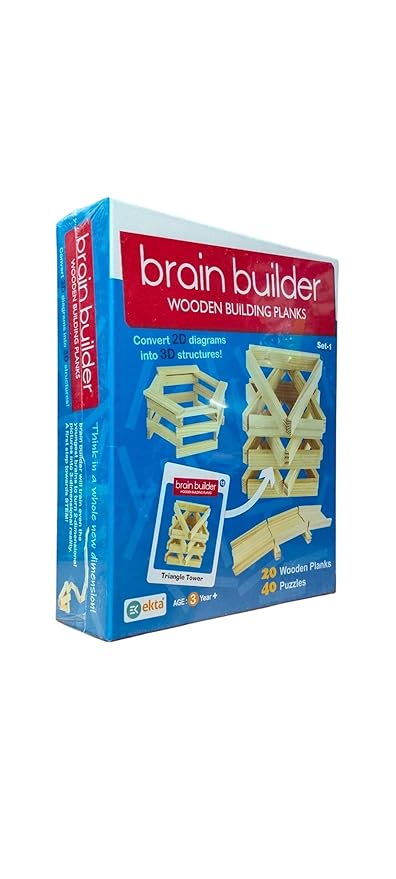 Ekta Brain Builder Wooden Building Planks (Set-2)- Multi Color