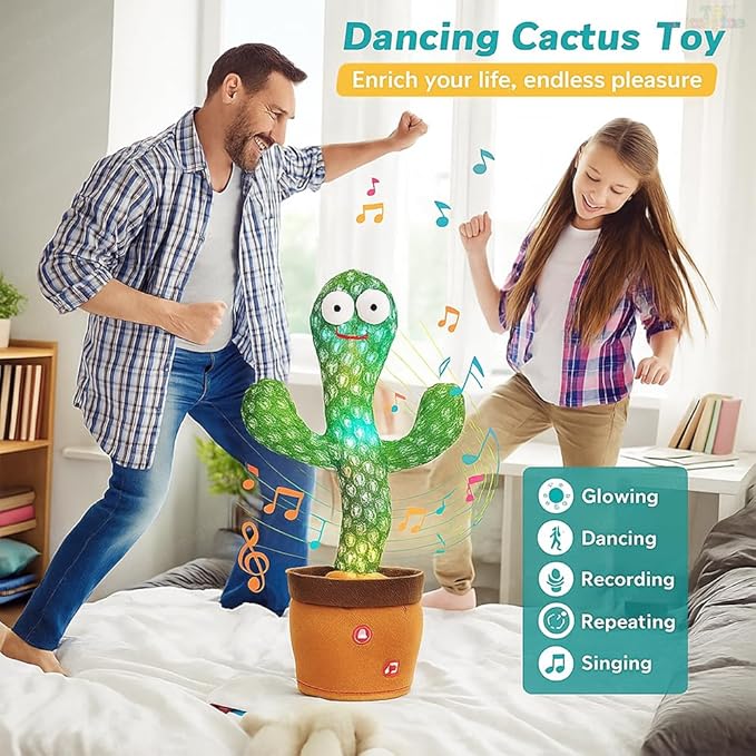 Toy Imagine Rechargeable Talking Cactus Toy for Kids - Musical Dancing, Speaking Cactus Toy for Babies – Educational Talking Toy for Baby Boys & Girls (0-3 Years) – Speaking, Repeating for Toddlers