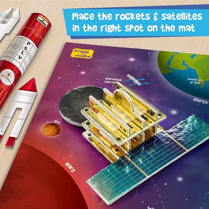 Imagimake Mapology Mangalyaan | Isro Rocket Model & Satellite | Astronaut Toy | Educational Toys for Kids 5+Years | 3D Puzzles | Gifts for 5 Year Old Boy & Girl, Multi-Coloured