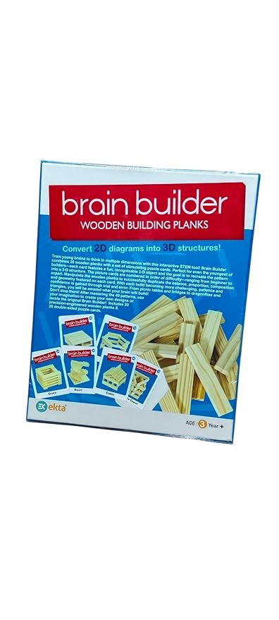 Ekta Brain Builder Wooden Building Planks (Set-2)- Multi Color
