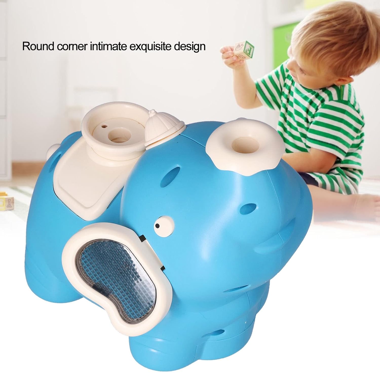 Elephant Blowing Ball Walking Toys, Soft Lights Elephant Sprayer Dynamic Music Entertainment Tool for Theme Parties(blue-green)