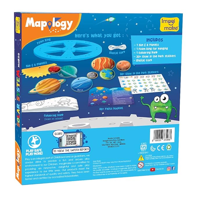 Imagimake Mapology Solar System Mobile - DIY Hanging Craft Kit - Learning Aid & Educational Toy - for Kids Age 5 and Above- Multicolor