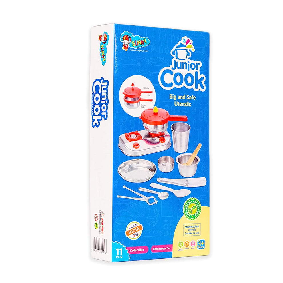 Toys Junior Stainles Steel Cook Kitchen Utensils Toy Set 11 Pcs With No Sharp Edges For 3+ Year Kids