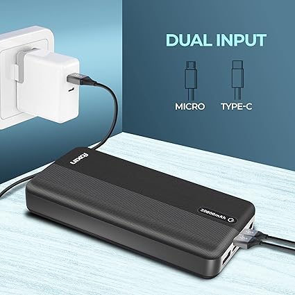 Foxin® FPB-247 Poly Power Bank with 20000mAh Lithium Polymer | 12W Fast Power Delivery Charging | Input- Type C & Micro USB