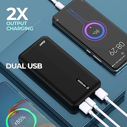 Foxin® FPB-247 Poly Power Bank with 20000mAh Lithium Polymer | 12W Fast Power Delivery Charging | Input- Type C & Micro USB
