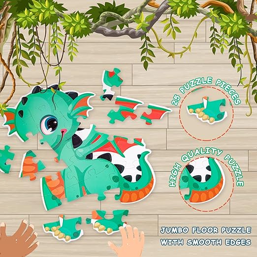 Ratna's My First Big Puzzle Dinosaur 25 Pieces Jigsaw Puzzle for Kids | A Perfect Jumbo Jigsaw Floor Puzzle for Little Hands