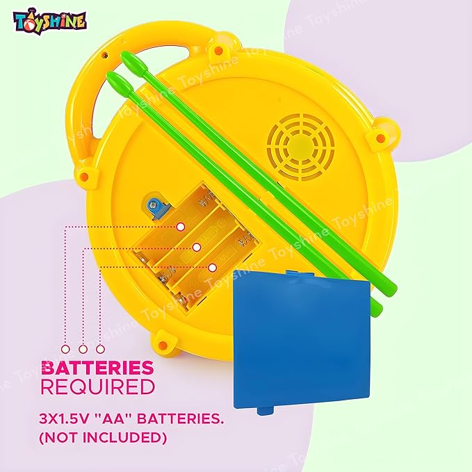 Battery Operated Musical Flash Drum with 3D Lights & Sounds Fun Learning Educational Baby Toy Birthday Gift for Boys Girls 3 Years +