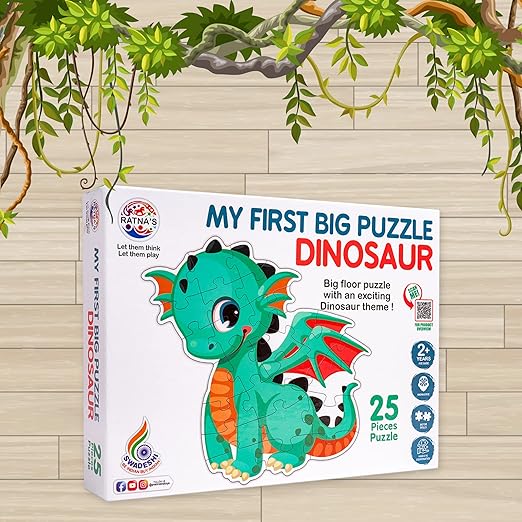 Ratna's My First Big Puzzle Dinosaur 25 Pieces Jigsaw Puzzle for Kids | A Perfect Jumbo Jigsaw Floor Puzzle for Little Hands