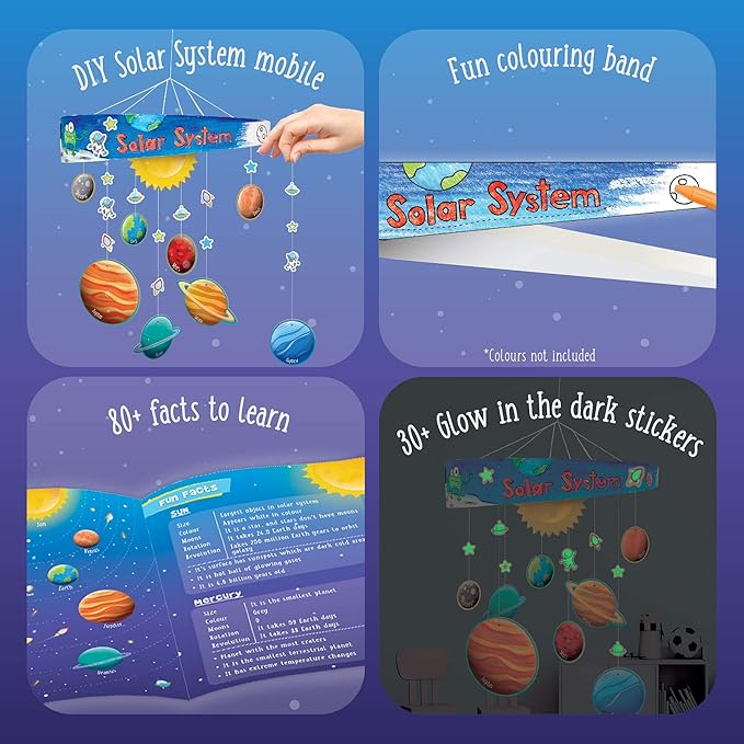 Imagimake Mapology Solar System Mobile - DIY Hanging Craft Kit - Learning Aid & Educational Toy - for Kids Age 5 and Above- Multicolor