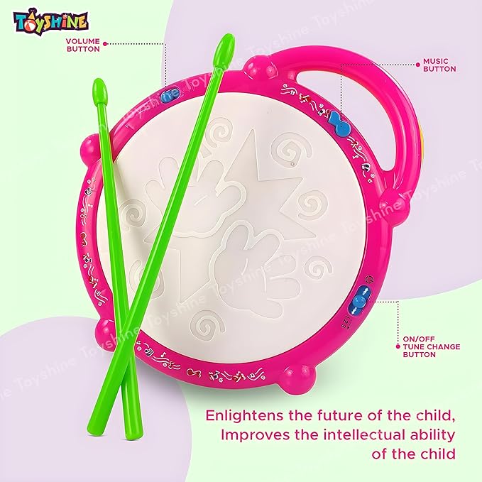 Battery Operated Musical Flash Drum with 3D Lights & Sounds Fun Learning Educational Baby Toy Birthday Gift for Boys Girls 3 Years +
