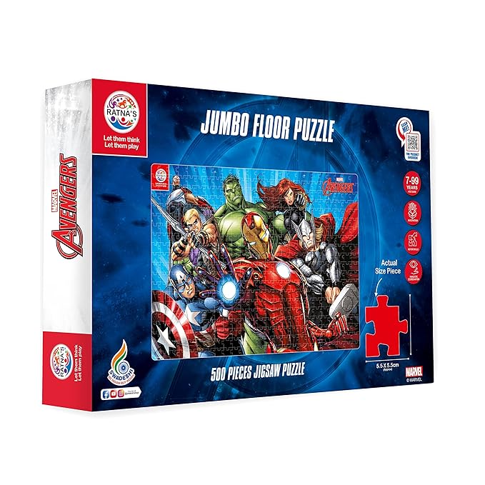 RATNA'S Kids Marvel Avengers 500 Pieces Jumbo Floor Jigsaw Puzzle (Size: 98 Cm X 67 Cm)
