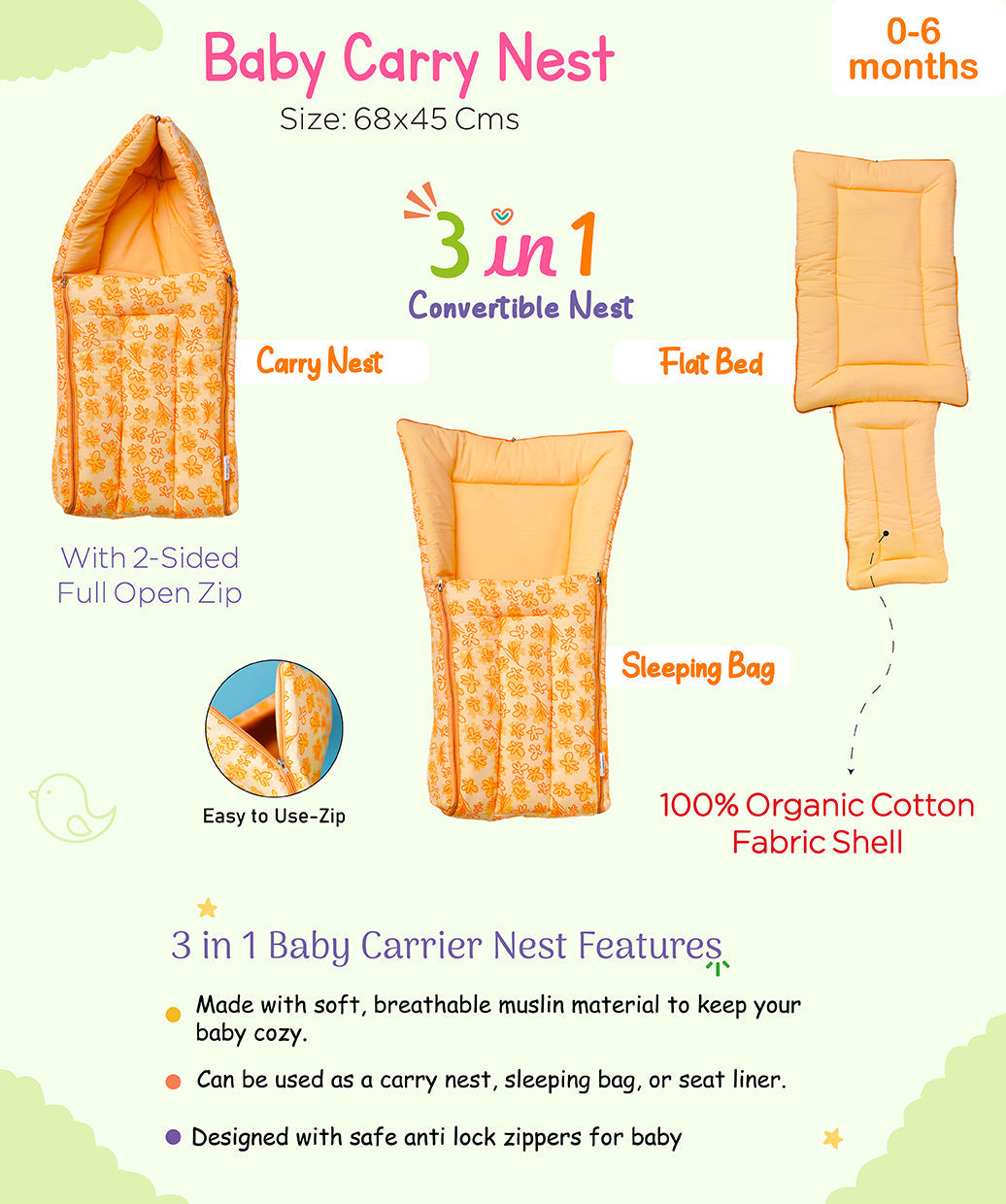 Muslin Baby Carrier Nest MULTICOLOR