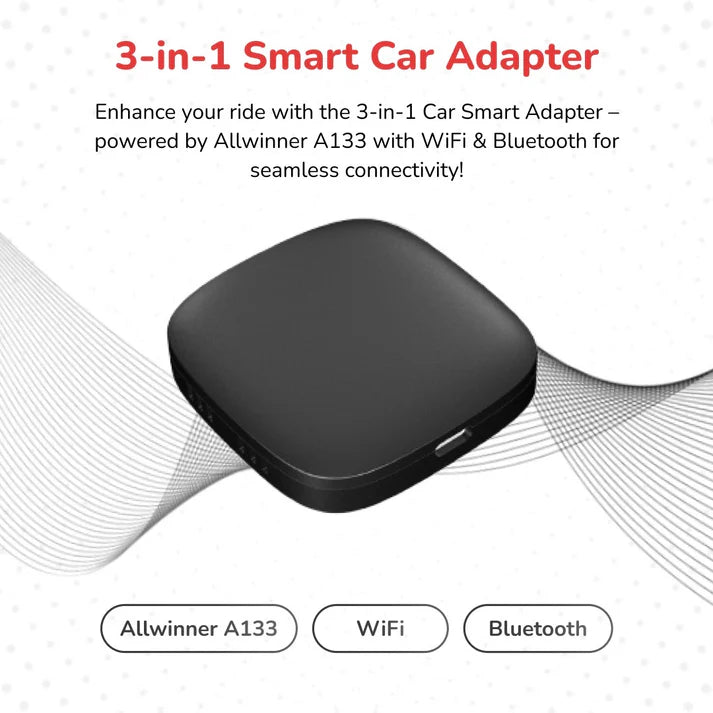 Fleettrack Connect Pro™ 3-in-1 CarPlay Adapter | Wireless CarPlay & Android Auto | Android 10 | 2GB+32GB,4-Core | TF Card Support