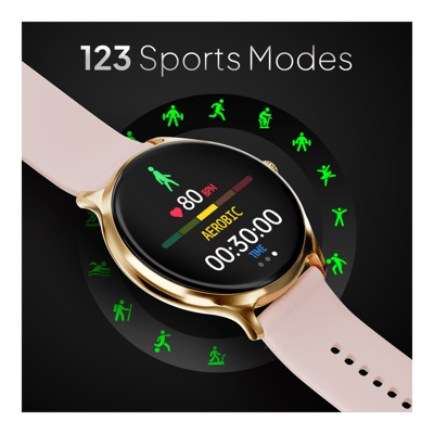 Fire-Boltt Nnja Talk 35.3mm (1.39) Round Bluetooth Calling Metal Body,120 Sports Modes Smartwatch  (Pink Strap, 1.39")