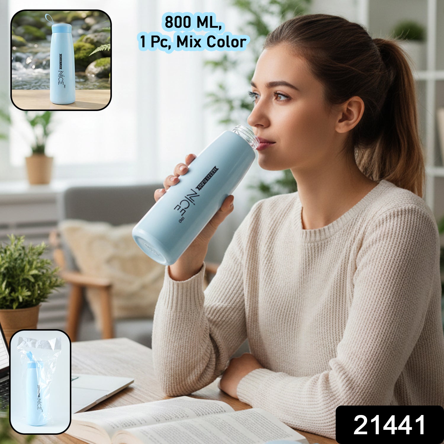 Plastic Water Bottle (1 Pc 800 Ml Mix Color)