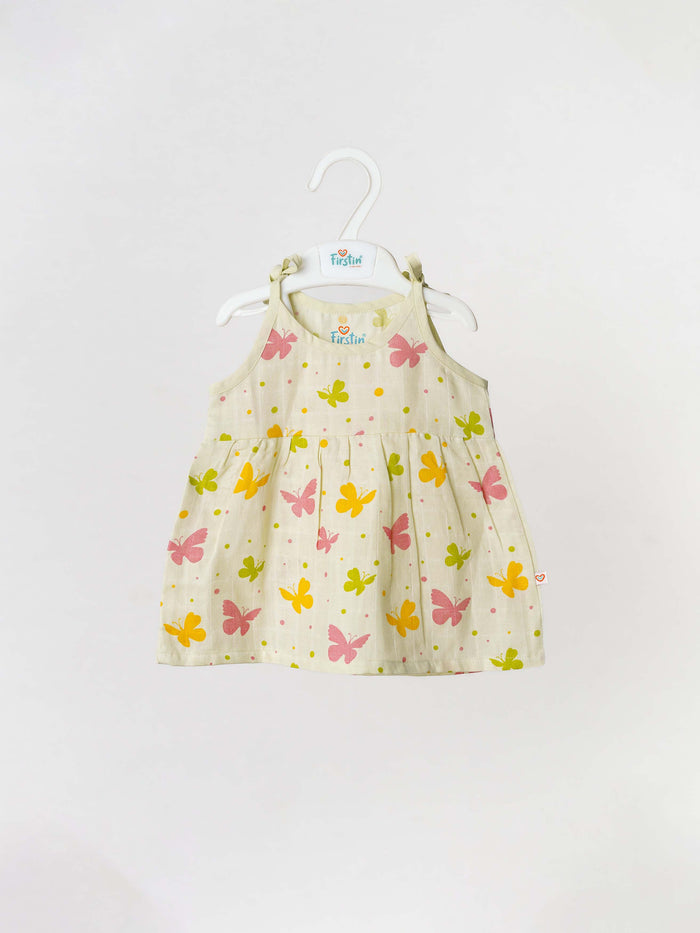 FIRSTIN Muslin Knotted Frock