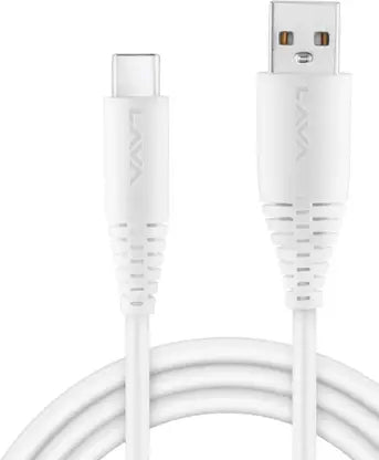 LAVA USB Type C Cable 2 A 1 m D3 Strong UM  (Compatible with Mobile, White, One Cable)