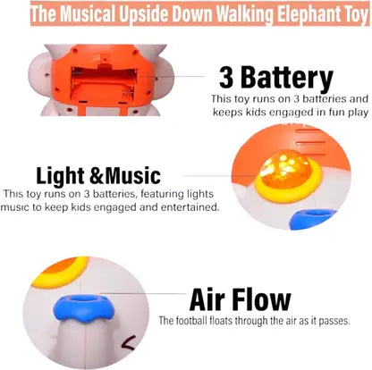 Elephant Musician For Kids, Fun Blowling Ball, Light & Sound, Inverted Walking  (Multicolor)