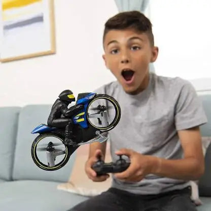 Flying Bike Motorcycle Rc Remote Control Drone 2 in 1 Flying and Racing Bike Toy 2.4G Remote Control Motorcycle Toy for Best Gift Children Kids Boys Girls  (Multicolor)