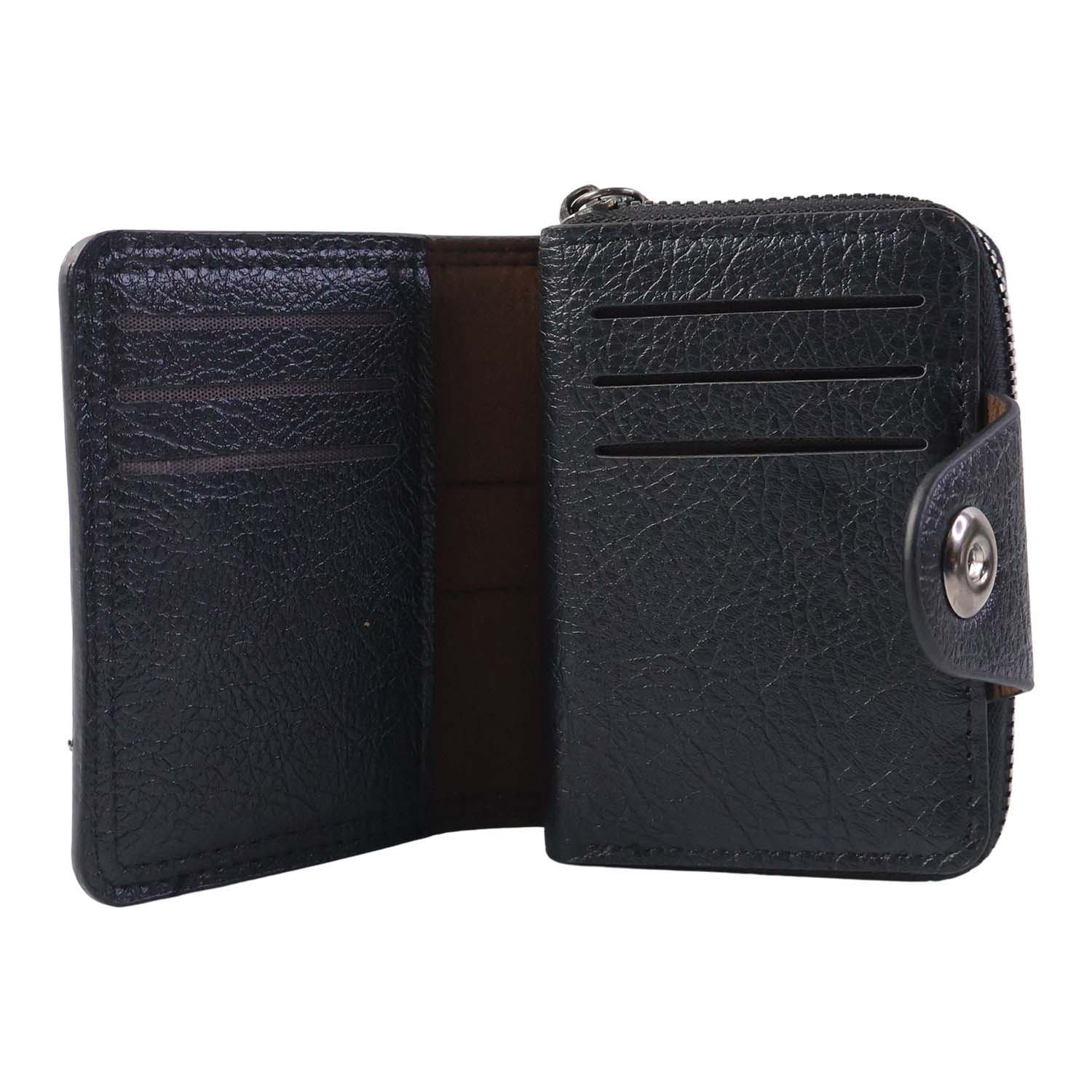 Premium Black Zip-around Card Holder Wallet (1 Pc)
