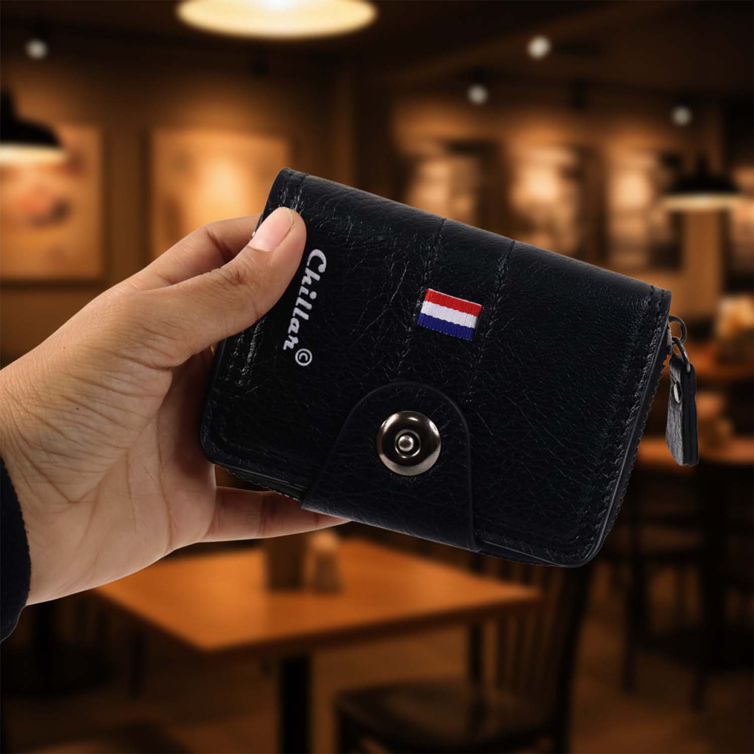 Premium Black Zip-around Card Holder Wallet (1 Pc)