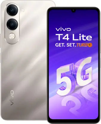 VIVO T4 Lite 5G 4GB RAM, 128GB Storage, Titanium Gold | 6.74'' HD+ 90Hz LCD | Dimensity 6300 | 50MP Dual AI Camera | Android 14 | 6000mAh Battery | IP64 | Side Fingerprint | 15W Charging | Dual SIM