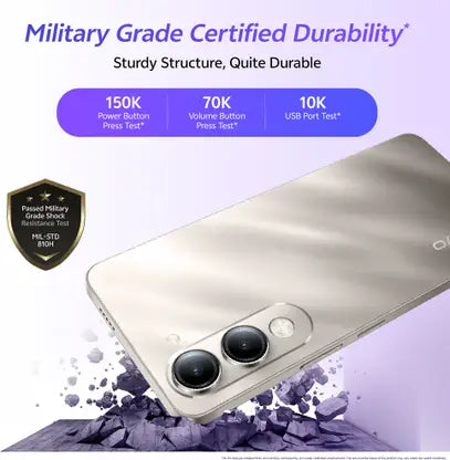 VIVO T4 Lite 5G 4GB RAM, 128GB Storage, Titanium Gold | 6.74'' HD+ 90Hz LCD | Dimensity 6300 | 50MP Dual AI Camera | Android 14 | 6000mAh Battery | IP64 | Side Fingerprint | 15W Charging | Dual SIM