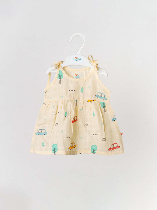 FIRSTIN Muslin Knotted Frock