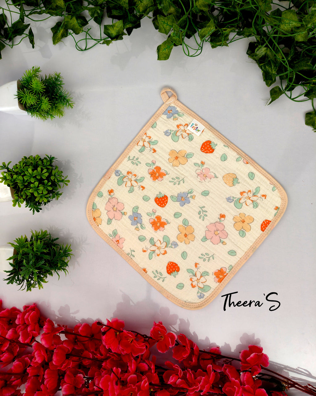 FIRSTIN CRINKLED MUSLIN FACE TOWEL (30CM* 30CM)