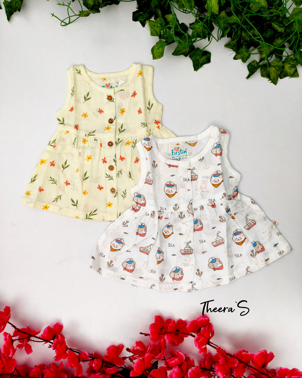 FIRSTIN FRONT BUTTON FROCK (0-3 Years)