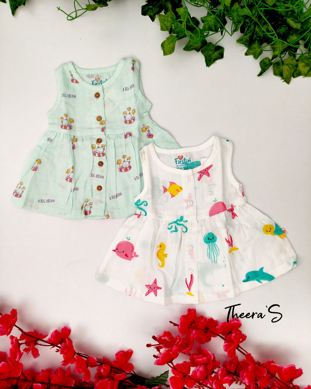 FIRSTIN FRONT BUTTON FROCK (0-3 Years)