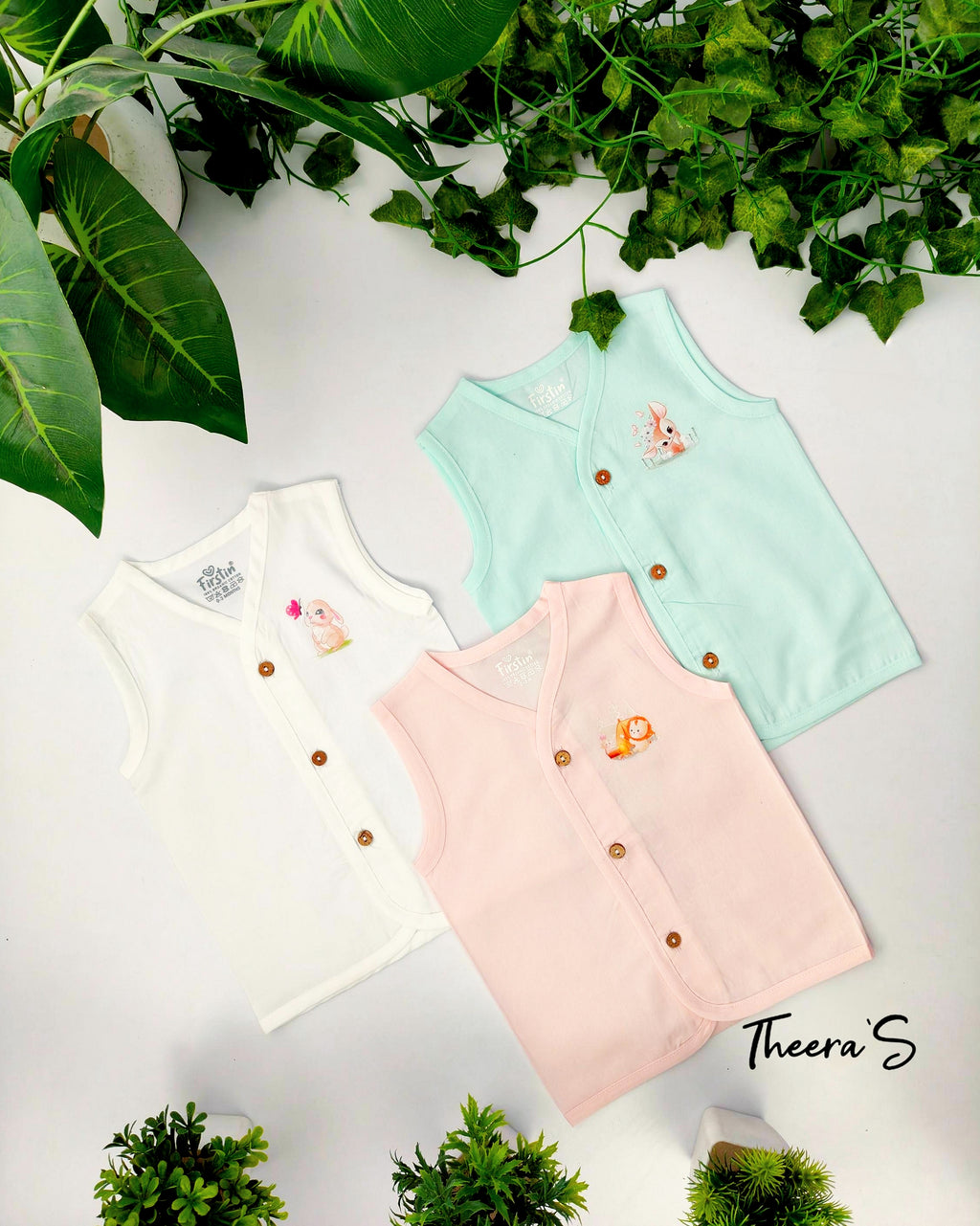 FIRSTIN Organic Cotton Jabla Sleeveless (6 pcs pack)