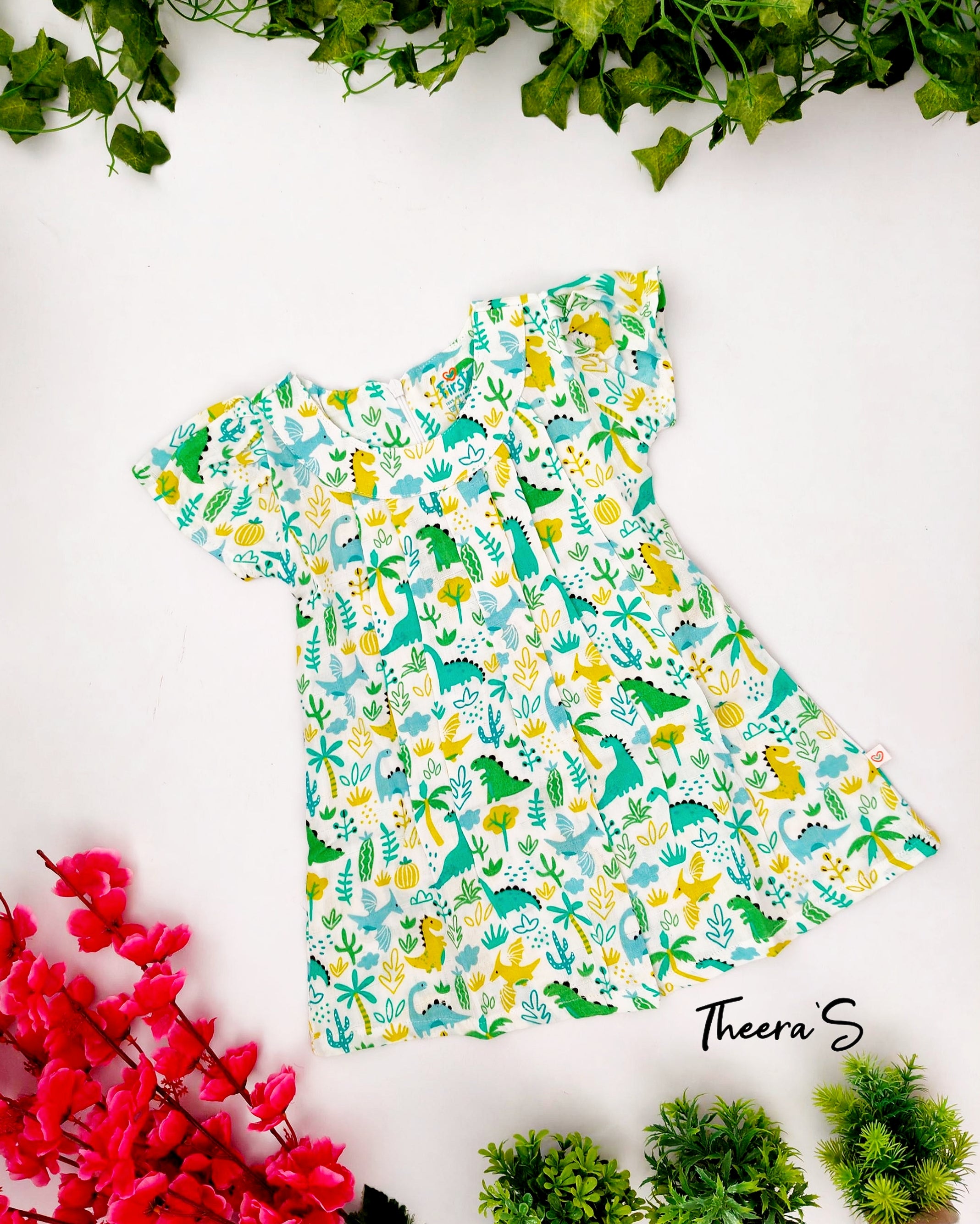 FIRSTIN MUSLIN ZIP TYPE FROCK