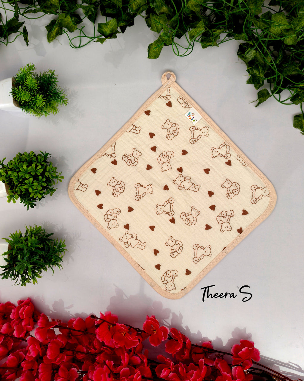 FIRSTIN CRINKLED MUSLIN FACE TOWEL (30CM* 30CM)