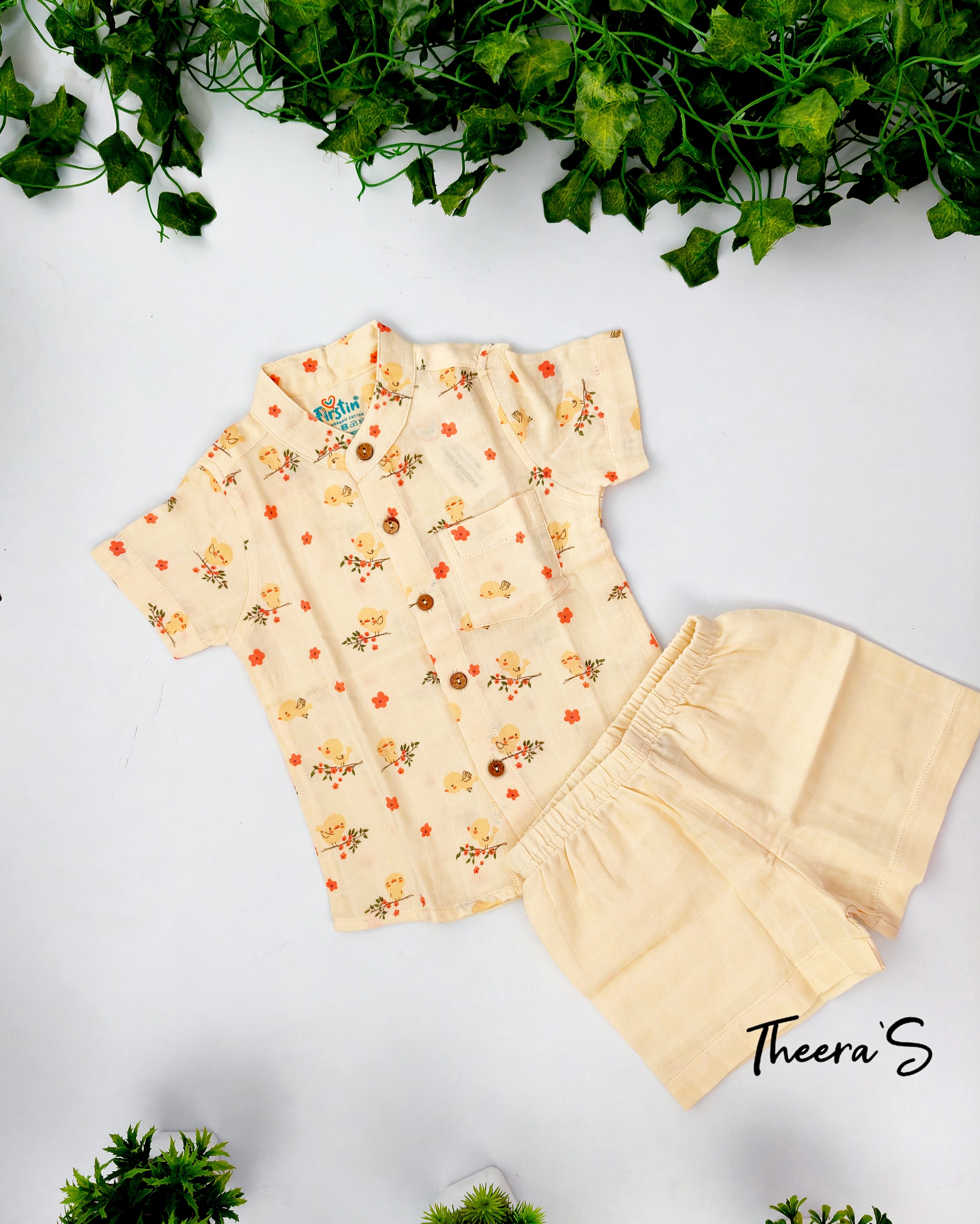 FIRSTIN HALF SLEEVE CO-ORDS Muslin