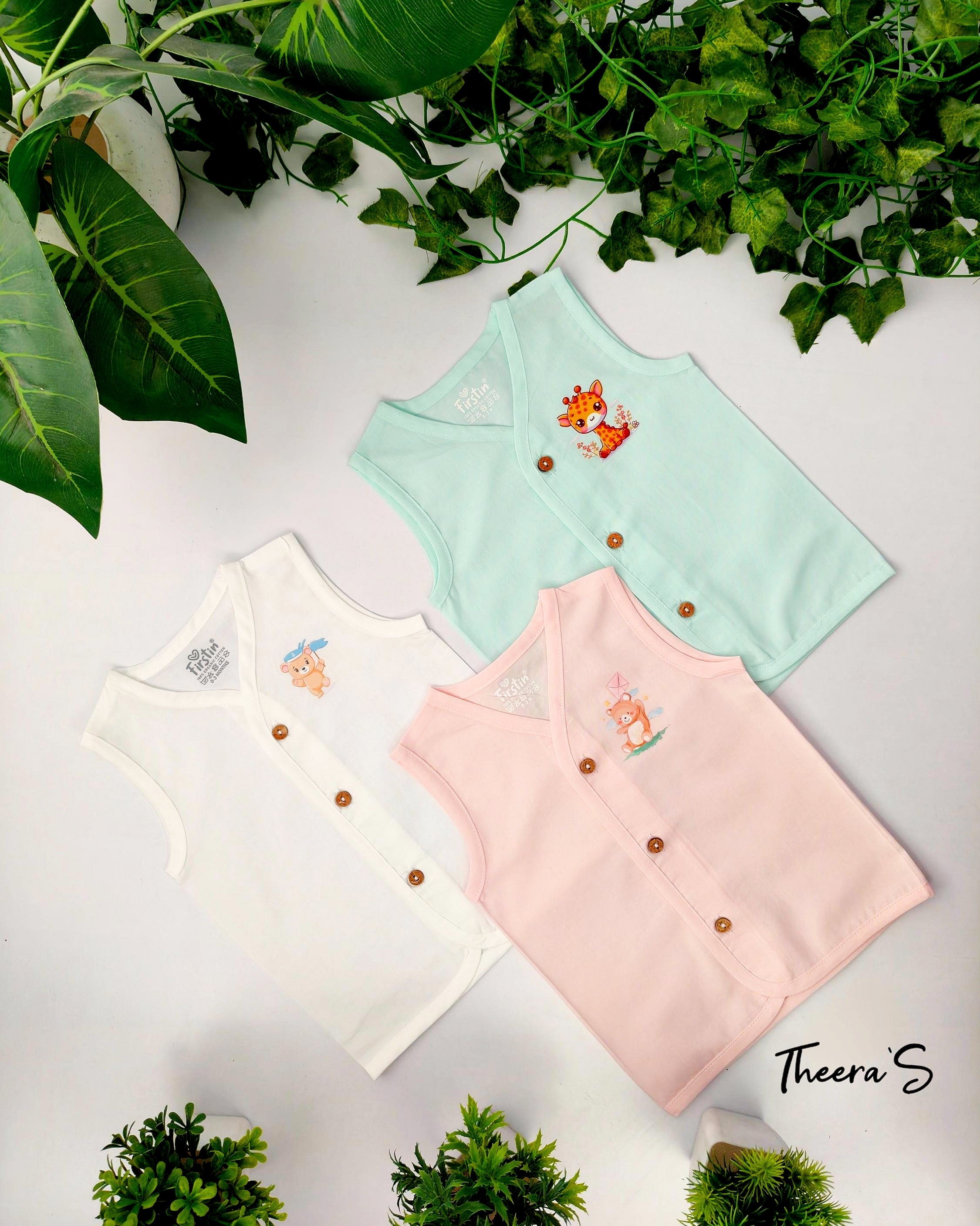 FIRSTIN Organic Cotton Jabla Sleeveless (6 pcs pack)